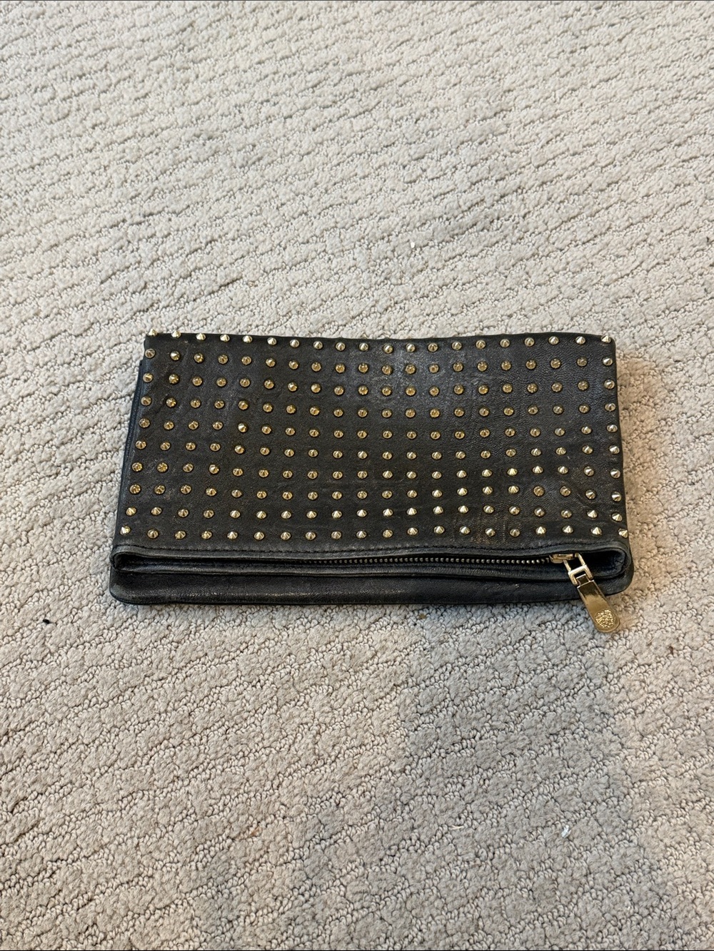 Vince Camuto Black Leather Foldover Clutch